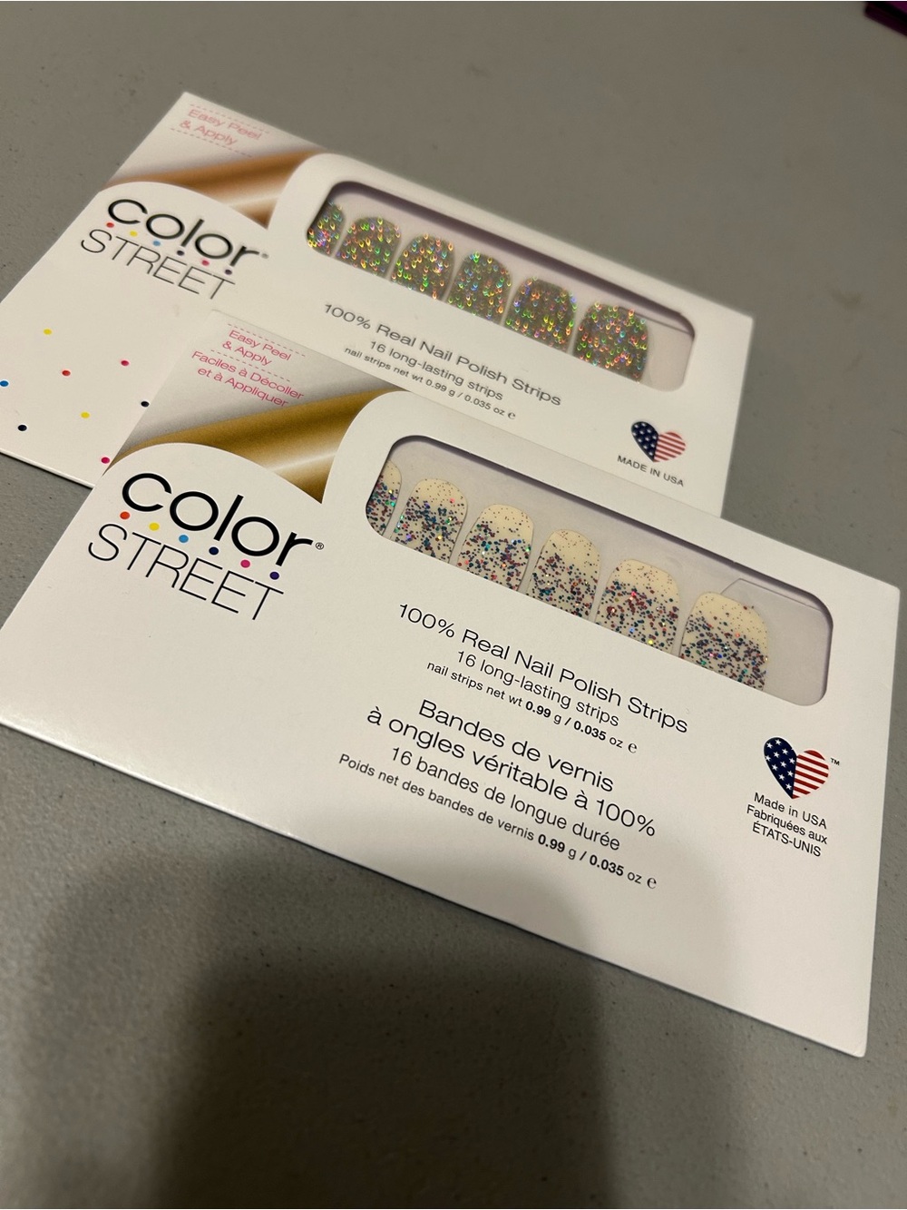 Color Street Glitter Nail Strips - White Base with Multicolor Glitter